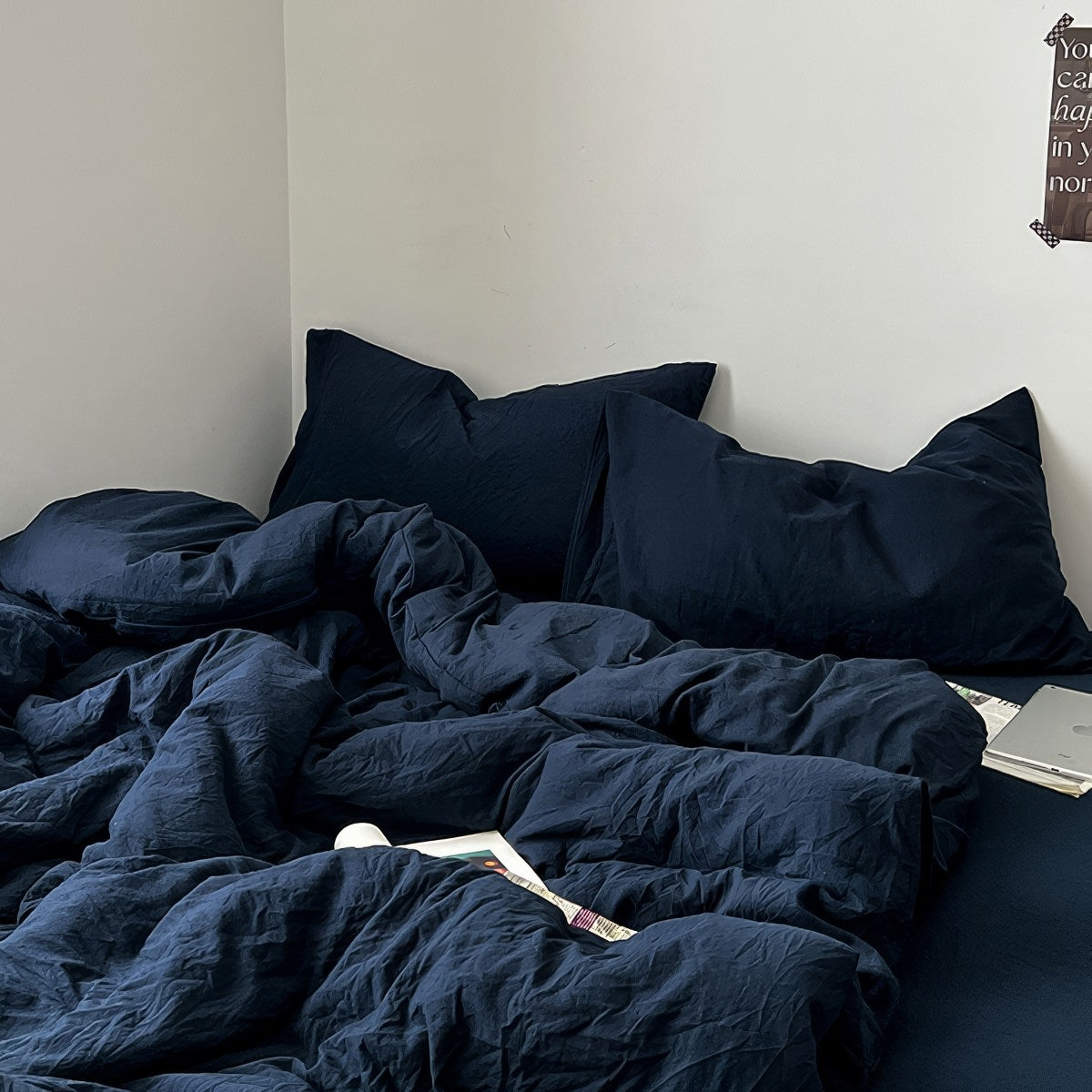 Deep Blue Ocean Minimalist Bedding Set