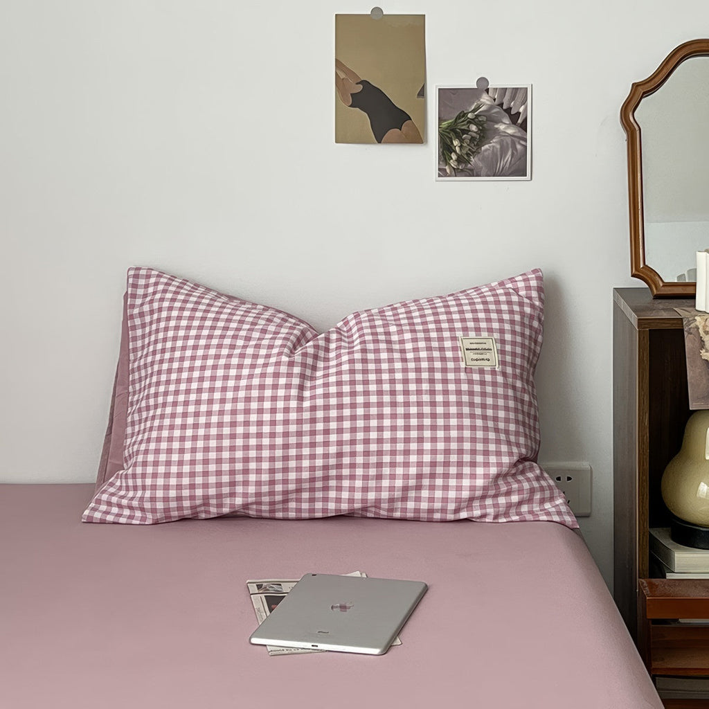 Dusty Purple Gingham Bedding Set