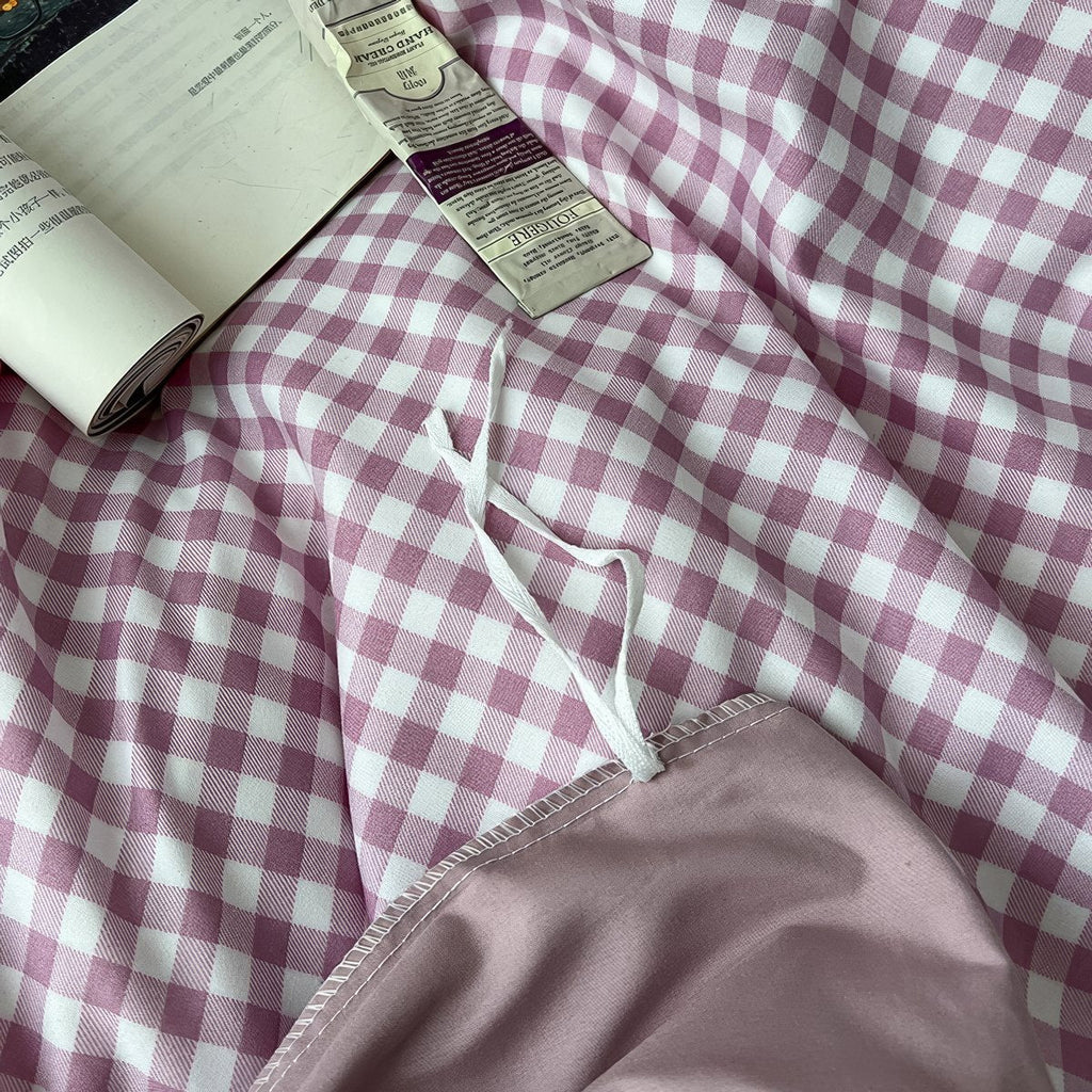 Dusty Purple Gingham Bedding Set