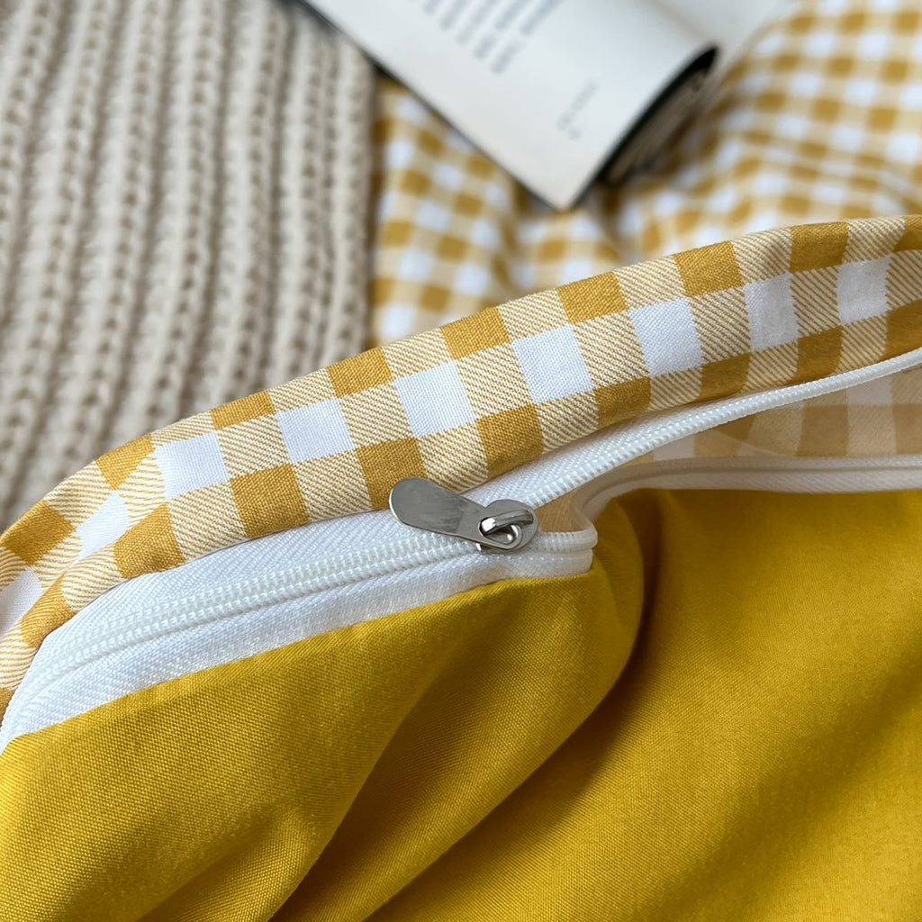 Golden Yellow Gingham Bedding Set