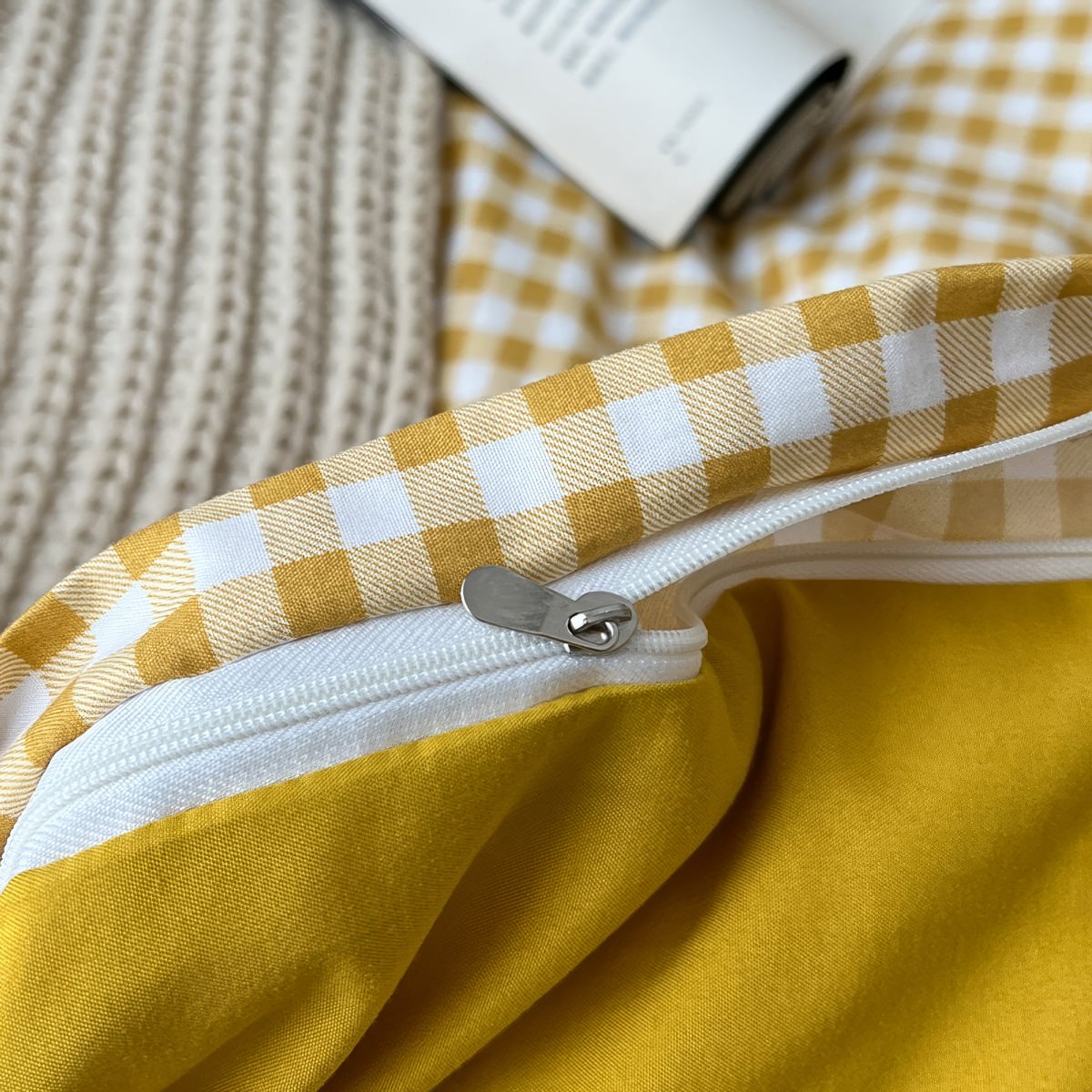 Golden Yellow Gingham Bedding Set