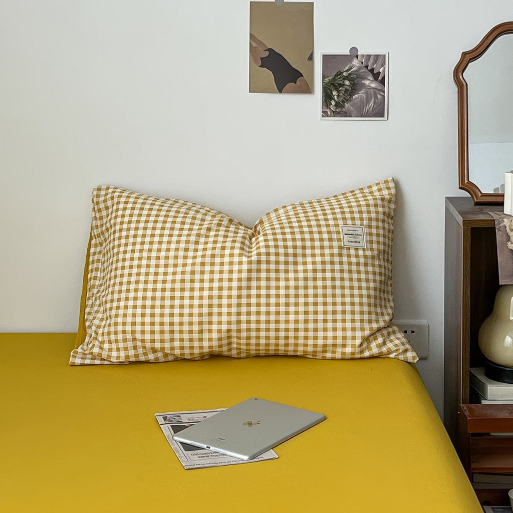 Golden Yellow Gingham Bedding Set