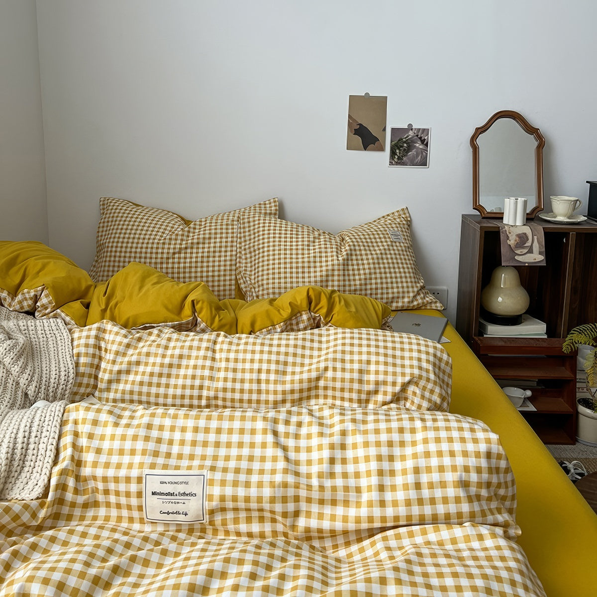 Golden Yellow Gingham Bedding Set