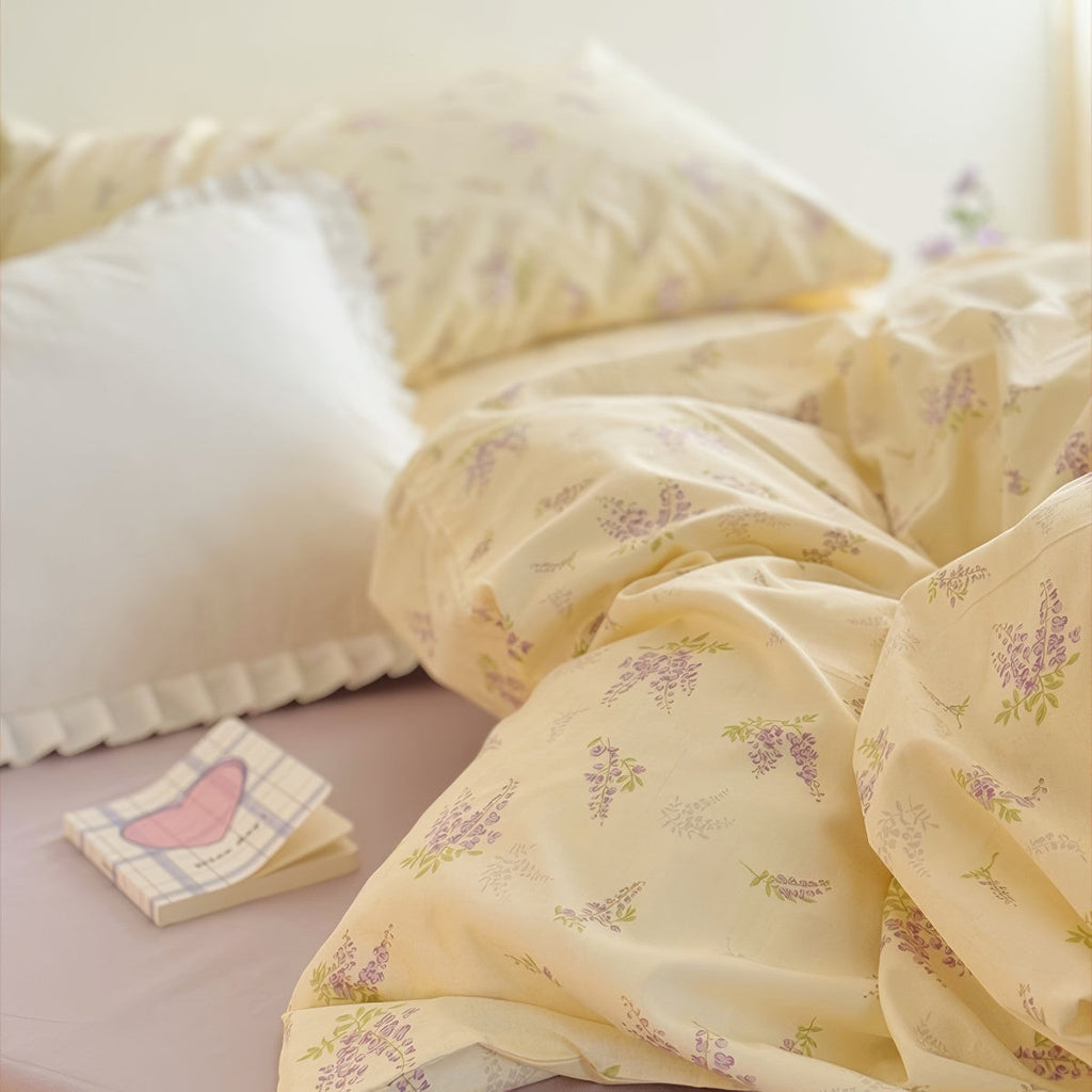 Lavender Bloom Floral Cotton Bedding Set