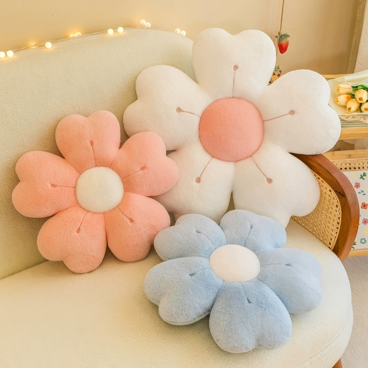 Plush Flower Throw Pillow