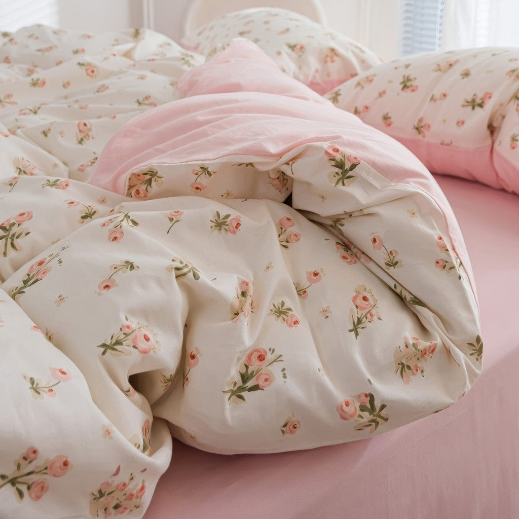 Spring Roses Pale Pink Bedding Set